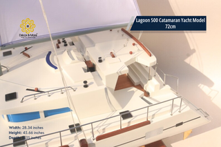 Lagoon 500 Catamaran Yacht Model 72cm - Handcrafted Natural Wood Sailing Yacht Display
