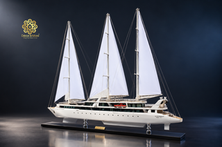 Le Ponant Sailing Yacht Model 90cm - Handcrafted Luxury Wooden Ship Display