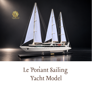 Le Ponant Sailing Yacht Model 90cm - Handmade Wooden Luxury Yacht Display