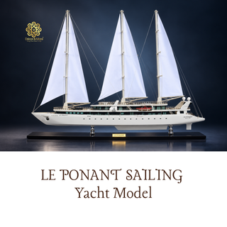 Le Ponant Sailing Yacht Model 90cm - Handcrafted Luxury Wooden Ship Display