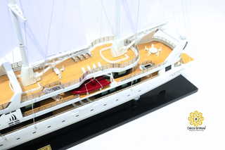 Le Ponant Sailing Yacht Model 90cm - Handcrafted Luxury Wooden Ship Display