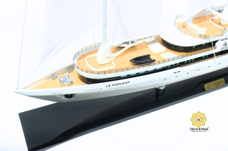 Le Ponant Sailing Yacht Model 90cm - Handcrafted Luxury Wooden Ship Display