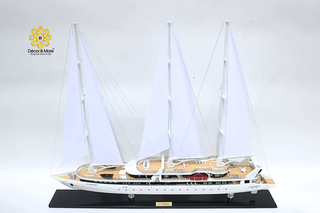 Le Ponant Sailing Yacht Model 90cm - Handcrafted Luxury Wooden Ship Display