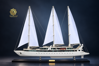 Le Ponant Sailing Yacht Model 90cm - Handcrafted Luxury Wooden Ship Display