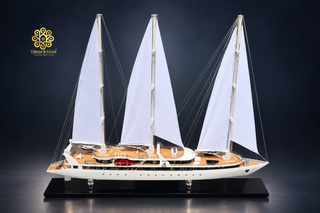Le Ponant Sailing Yacht Model 90cm - Handcrafted Luxury Wooden Ship Display