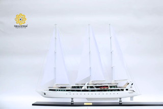 Le Ponant Sailing Yacht Model 90cm - Handcrafted Luxury Wooden Ship Display