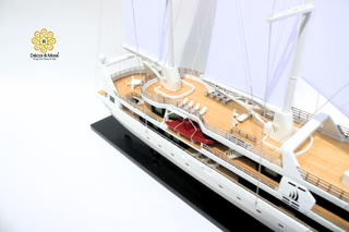 Le Ponant Sailing Yacht Model 90cm - Handcrafted Luxury Wooden Ship Display