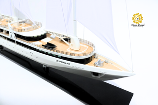 Le Ponant Sailing Yacht Model 90cm - Handcrafted Luxury Wooden Ship Display