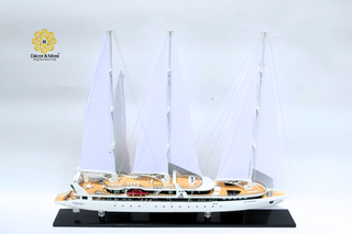 Le Ponant Sailing Yacht Model 90cm - Handcrafted Luxury Wooden Ship Display