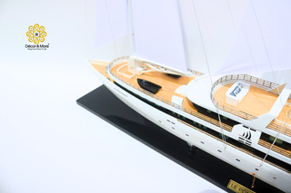 Le Ponant Sailing Yacht Model 90cm - Handcrafted Luxury Wooden Ship Display