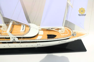 Le Ponant Sailing Yacht Model 90cm - Handmade Wooden Luxury Yacht Display