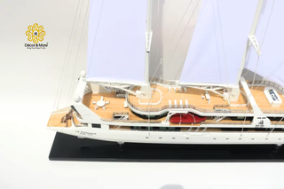 Le Ponant Sailing Yacht Model 90cm - Handmade Wooden Luxury Yacht Display