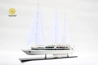 Le Ponant Sailing Yacht Model 90cm - Handmade Wooden Luxury Yacht Display