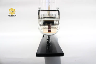 Le Ponant Sailing Yacht Model 90cm - Handmade Wooden Luxury Yacht Display