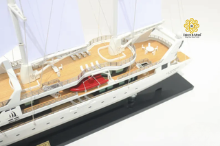 Le Ponant Sailing Yacht Model 90cm - Handmade Wooden Luxury Yacht Display