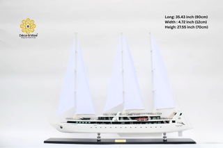 Le Ponant Sailing Yacht Model 90cm - Handmade Wooden Luxury Yacht Display
