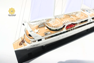 Le Ponant Sailing Yacht Model 90cm - Handmade Wooden Luxury Yacht Display