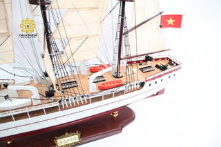 LÊ QUÝ ĐÔN Wooden Sailing Ship Model - Handcrafted Vietnamese Naval Training Ship Replica