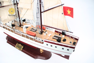 LÊ QUÝ ĐÔN Wooden Sailing Ship Model - Handcrafted Vietnamese Naval Training Ship Replica