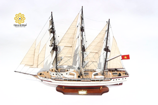 LÊ QUÝ ĐÔN Wooden Sailing Ship Model - Handcrafted Vietnamese Naval Training Ship Replica