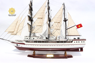 LÊ QUÝ ĐÔN Wooden Sailing Ship Model - Handcrafted Vietnamese Naval Training Ship Replica