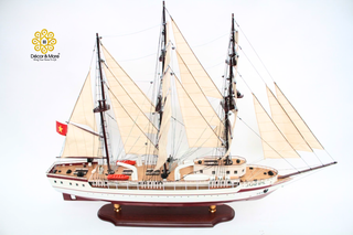 LÊ QUÝ ĐÔN Wooden Sailing Ship Model - Handcrafted Vietnamese Naval Training Ship Replica