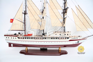 LÊ QUÝ ĐÔN Wooden Sailing Ship Model - Handcrafted Vietnamese Naval Training Ship Replica