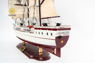 LÊ QUÝ ĐÔN Wooden Sailing Ship Model - Handcrafted Vietnamese Naval Training Ship Replica