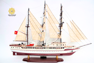 LÊ QUÝ ĐÔN Wooden Sailing Ship Model - Handcrafted Vietnamese Naval Training Ship Replica