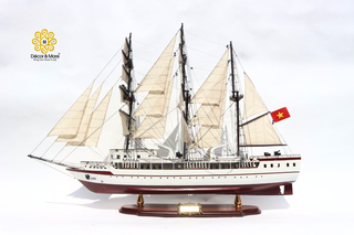 LÊ QUÝ ĐÔN Wooden Sailing Ship Model - Handcrafted Vietnamese Naval Training Ship Replica