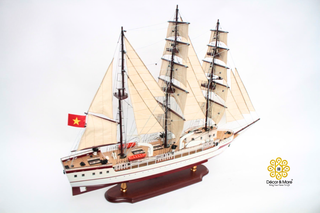 LÊ QUÝ ĐÔN Wooden Sailing Ship Model - Handcrafted Vietnamese Naval Training Ship Replica