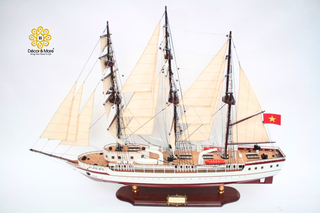 LÊ QUÝ ĐÔN Wooden Sailing Ship Model - Handcrafted Vietnamese Naval Training Ship Replica