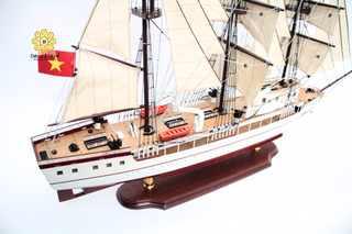 LÊ QUÝ ĐÔN Wooden Sailing Ship Model - Handcrafted Vietnamese Naval Training Ship Replica