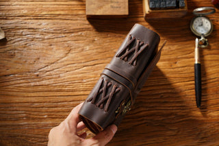 Vintage Handmade Leather Journal with Crown Key Charm - NO005