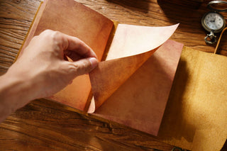 Vintage Handmade Leather Journal with Crown Key Charm - NO005