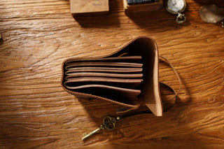 Vintage Handmade Leather Journal with Crown Key Charm - NO005