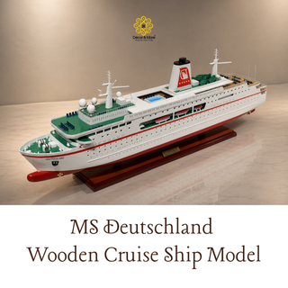 MS Deutschland Wooden Cruise Ship Model 88cm – Handcrafted Ocean Liner Display