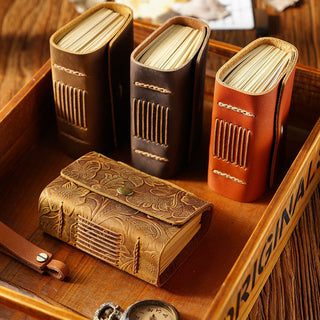 Premium Handmade Genuine Leather Notebook with Strap – Small Size