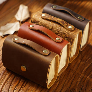 Premium Handmade Genuine Leather Notebook with Strap – Small Size