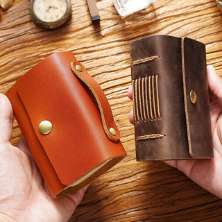 Premium Handmade Genuine Leather Notebook with Strap – Small Size