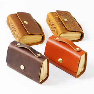 Premium Handmade Genuine Leather Notebook with Strap – Small Size