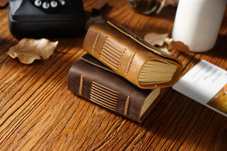 Premium Handmade Genuine Leather Notebook with Strap – Small Size
