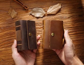 Premium Handmade Genuine Leather Notebook with Strap – Small Size