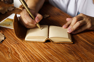 Premium Handmade Genuine Leather Notebook with Strap – Small Size