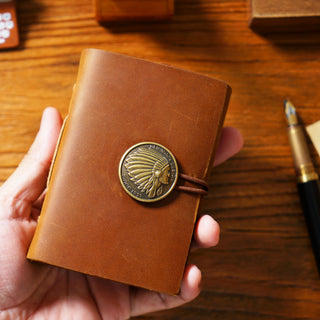 Premium Handmade Genuine Leather Notebook with Brass Button