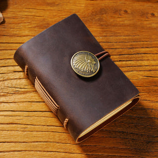 Premium Handmade Genuine Leather Notebook with Brass Button