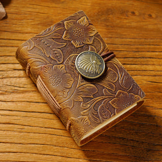 Premium Handmade Genuine Leather Notebook with Brass Button