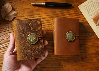 Premium Handmade Genuine Leather Notebook with Brass Button