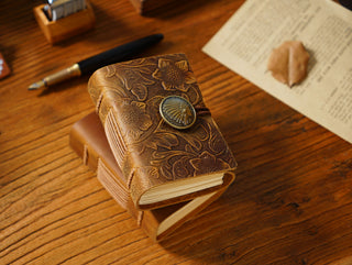 Premium Handmade Genuine Leather Notebook with Brass Button