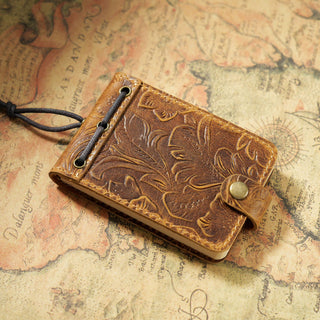 Premium Handmade Genuine Leather Mini Notebook with Snap Closure